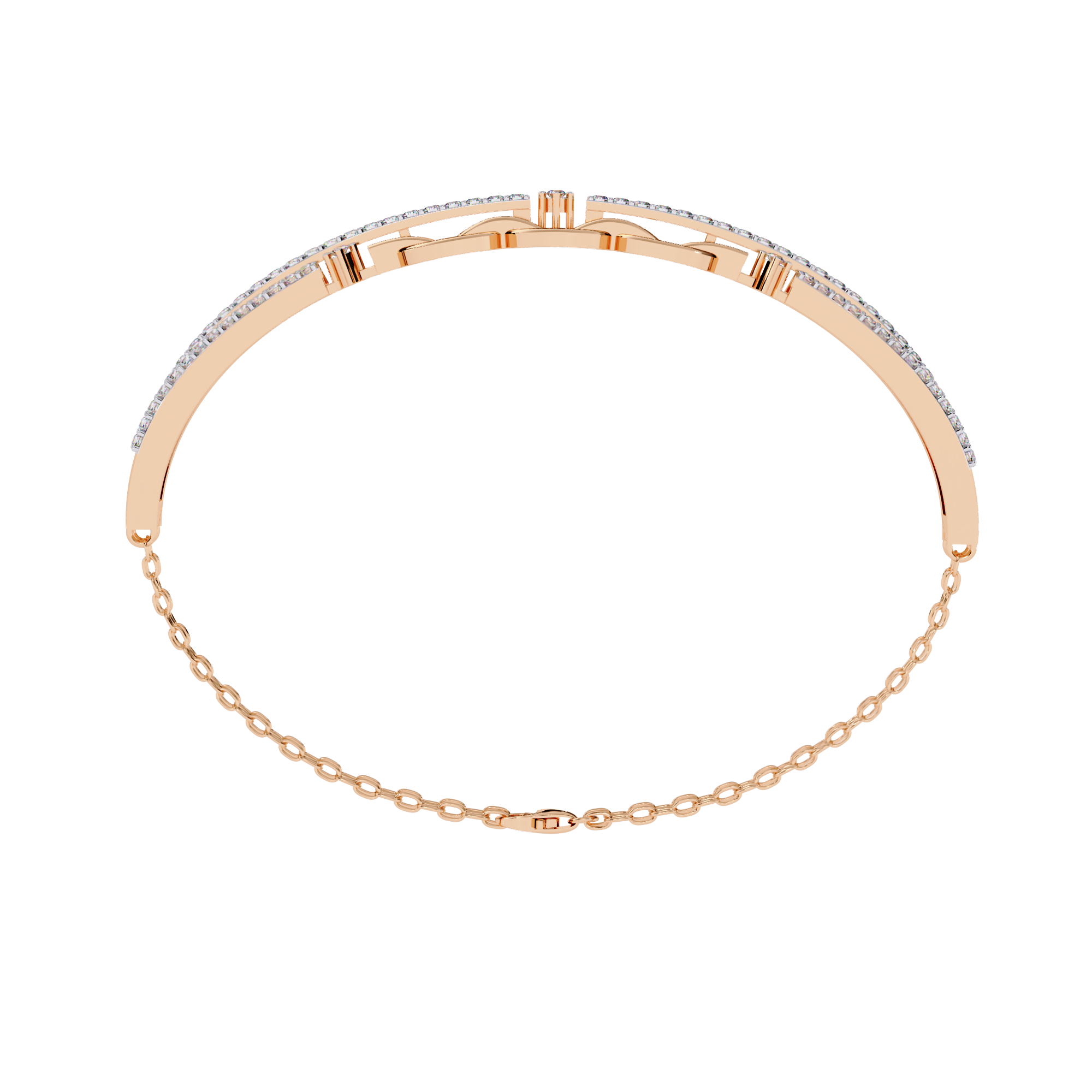 Solitairekart 0.86ct Double Row Diamond and Gold Chain Link Bracelet-HI Color, VS-SI Clarity
